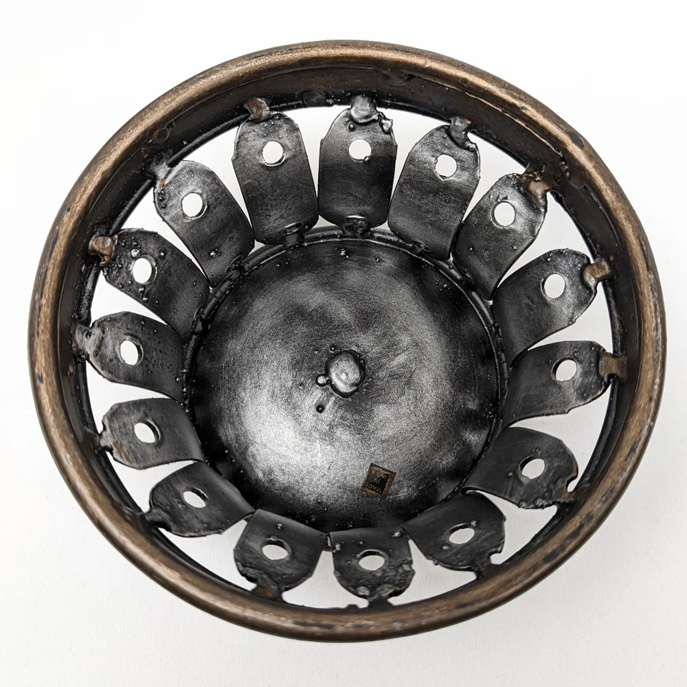 Pillar Candle Holders Steel & Brasstone Steampunk Industrial Medieval Gothic